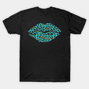 Aqua Leopard Lips T-Shirt